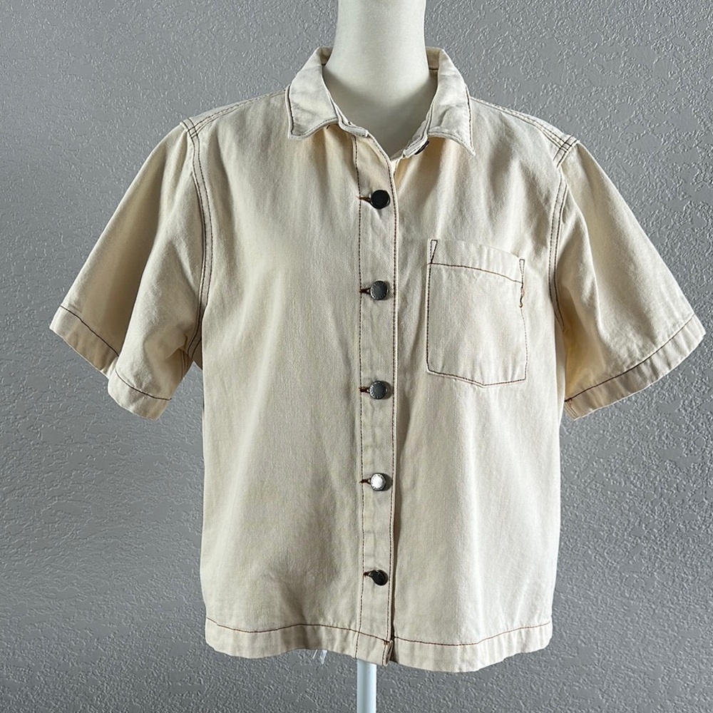 Velvet Heart | Cream Denim Button-Up Shirt (EUC)